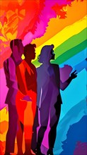 AI generated illustration of diverse individuals from the lgbt community in solidarity in pop art