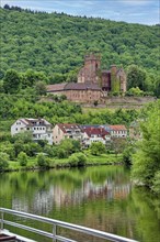 Mittelburg, four-castle town of Neckarsteinach on the Neckar river, Baden-Wuerttemberg, Germany,