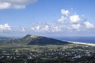Panoramic view from Filerimos hill to the Aegean Sea, Rhodes, Dodecanese, Greek island, Greece,
