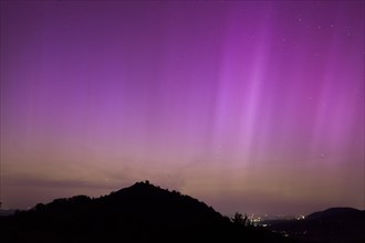 Northern lights in southern Germany. Very strong auroras over the Limburg near Weilheim, Swabian