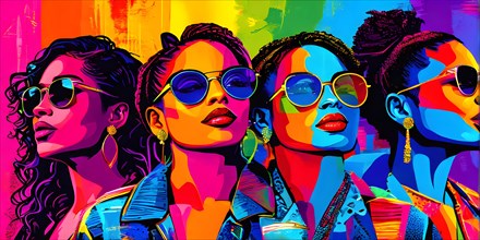 AI generated illustration of diverse individuals from the lgbt community in solidarity in pop art