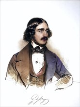 Antonio Poggi (1806-1875), Italian opera singer, Historical, digitally restored reproduction from a