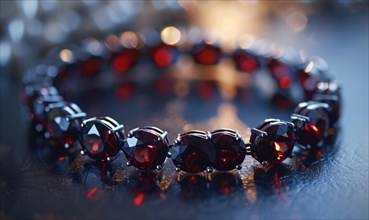 A bracelet crafted with rich garnet gemstones AI generated