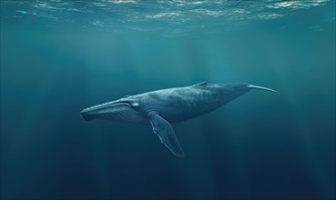 A blue whale gliding effortlessly through the ocean depths AI generated