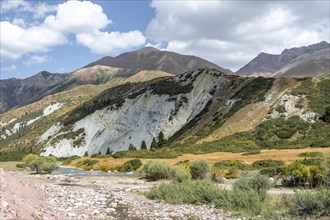 Autumn mountain landscape in the Karkyra Valley, Karkyra River, Kyrgyzstan, Asia