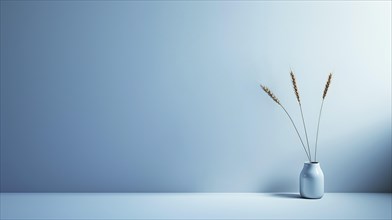 A scene with a vase with dried plants, simple and peaceful. AI generated