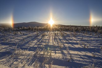 Halo effect, sun dogs, arctic phenomenon, Dalton Highway, Alaska, USA, North America