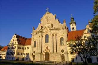 West facade, Zwiefalten Abbey, Zwiefalten Minster, Swabian Alb, Dobel Valley, Upper Swabia, Swabia,