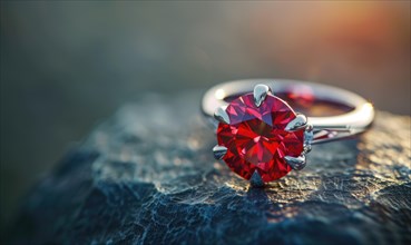 A ring adorned with a brilliant ruby gemstone AI generated