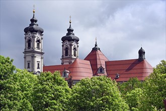 Church towers and roofs of the Basilica of St Alexander and St Theodor, Ottobeuren Monastery,
