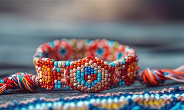 A beaded friendship bracelet with intricate knotting patterns AI generated