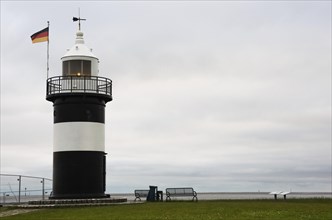 Black and white lighthouse near the North Sea resort of Wremen, called 'Kleiner Preusse', German
