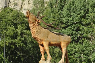 Deer statue in Valloire, editorial