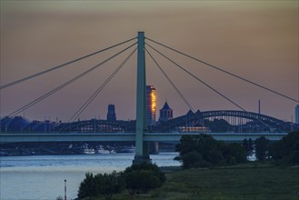 Severinsbruecke, a cable-stayed bridge over the Rhine, Cologne, North Rhine-Westphalia