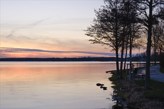 Evening mood at Lake Mueritz, Waren, Mueritz, Mecklenburg Lake District, Mecklenburg,