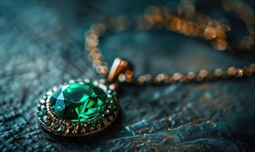 A necklace adorned with a vibrant emerald pendant AI generated