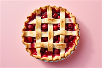 Red berry pie with grid pattern. KI generiert, generiert, AI generated