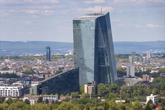 Clouds in the sky over the European Central Bank (ECB) in Frankfurt am Main, Goetheturm, Frankfurt