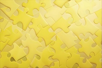 Illustration of scattered yellow puzzle pieces sprawled across as a wallpaper background, AI