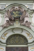 Entrance gate, Basilica of St Alexander and St Theodor, Ottobeuren Monastery, Allgaeu, Swabia,