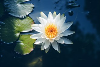 White water lily in pond. KI generiert, generiert, AI generated