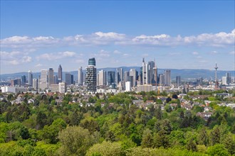 Clouds drift over the Frankfurt banking skyline from the Goetheturm, Goetheturm, Frankfurt am Main,