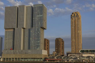 Skyscrapers and modern buildings on a clear day, skyline of a modern city on the river with a