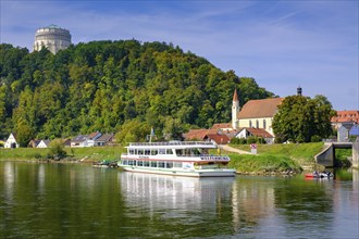 Liberation Hall, excursion boats, Danube navigation, Kelheim on the Danube, Lower Bavaria. Bavaria,
