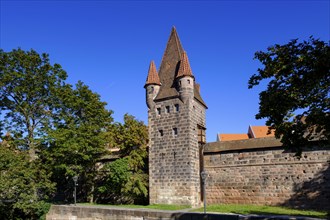 Jakobstor, city wall, Frauentorgraben, Nuremberg, Middle Franconia, Franconia, Bavaria, Germany,