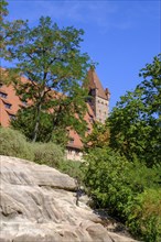 Geotope, sandstone rock with pentagonal tower, Nuremberg Imperial Castle, Nuremberg Castle,