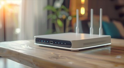 Advanced fast broadband wireless router. Concept of new technology and fast network connectivity,