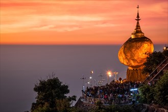 Golden Rock, Kyaiktiyo Pagoda, famous Myanmar landmark, Buddhist pilgrimage site and tourist