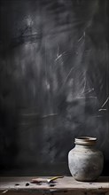 Marble textured grey chalkboard as illustration background, AI generated