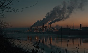 Smoke rising from a waste incineration facility, air pollution AI generated