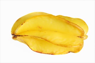 Star fruit or carambola (Averrhoa carambola), fruit on a white background