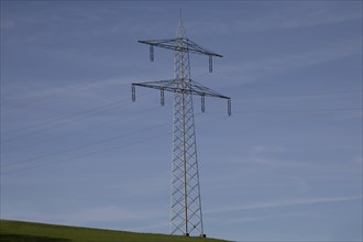 High-voltage pylon with power line in Glottertal, Baden-Wuerttemberg, Germany, Europe