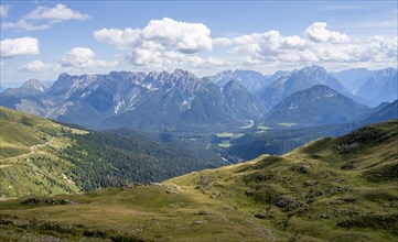 Mountain panorama with view of the Cresta Righile and Cresta del Ferro in the Italian Carnic Alps,