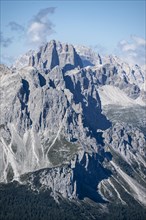 Spectacular rocky mountain peaks of the Sesto Dolomites, view from the Carnic main ridge, Carnic