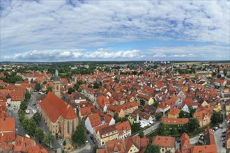 Aerial view of the historic old town of Schwabach with a view of the town church of St John and St