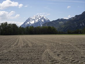 Arable land, behind the Grimming, near Irdning, Ennstal, Styria, Austria, Europe