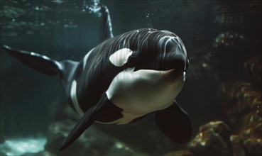 Orca whale swimming in its natural habitat AI generated