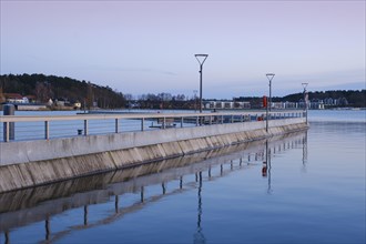 Evening atmosphere at Lake Mueritz, town harbour, Waren, Mueritz, Mecklenburg Lake District,