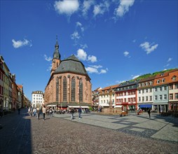 Church of the Holy Spirit on the market square, Old Town of Heidelberg, Baden-Wuerttemberg,