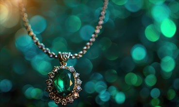 A necklace adorned with a vibrant emerald pendant AI generated
