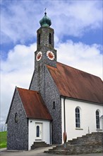 Church with shingle facade, Swabia, Bavaria, Germany, Europe
