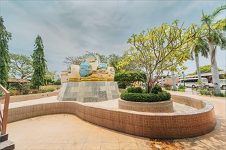 Panoramic view of the central park of Nagarote, Nicaragua. View of a beautiful park surrounded by