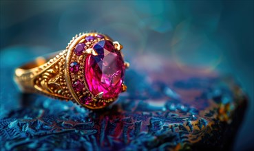 A ring adorned with a brilliant ruby gemstone AI generated