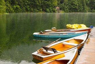 Rowing boats, Freibergsee, near Oberstdorf, Allgaeu, Bavaria, Germany, Europe