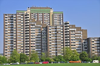 Residential tower blocks KoelnBerg, a social hotspot in the Meschenich district of Cologne, North