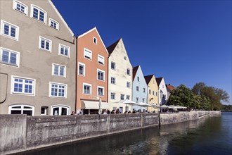 Houses on the Lechpromenade, Peter-Doerfler-Weg, Landsberg am Lech, Upper Bavaria, Bavaria,